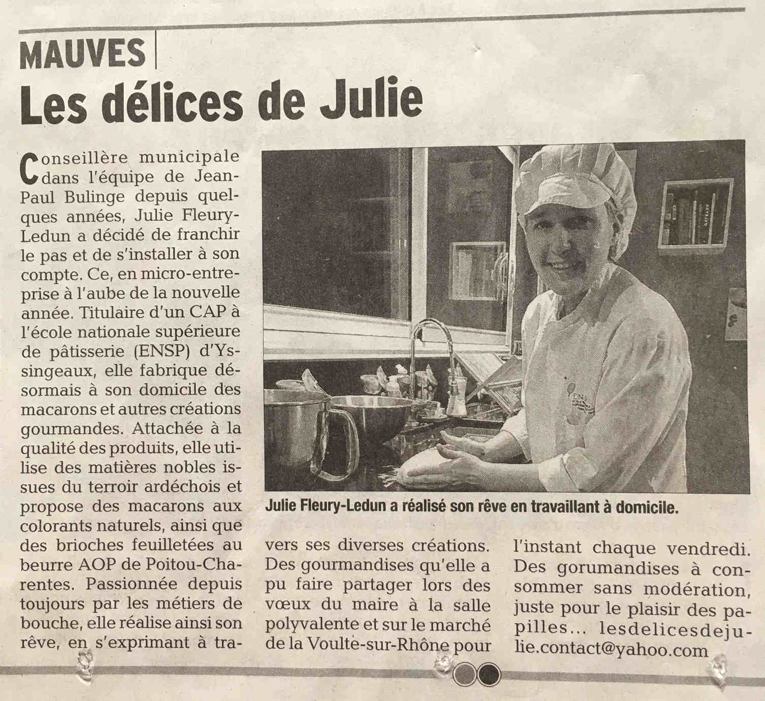 Newspaper Julie Fleury Ledun - Mauves